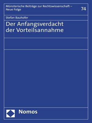 cover image of Der Anfangsverdacht der Vorteilsannahme